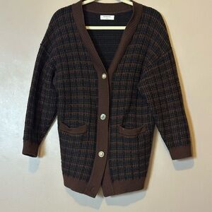 Aritzia Babaton lacer wool cardigan rich cocoa/black size s